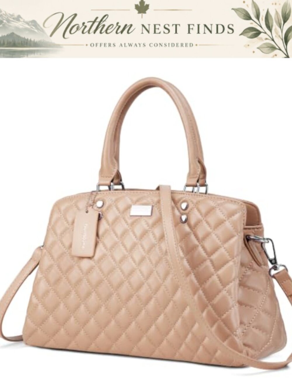 Quilted Vegan Leather Crossbody Satchel Bag